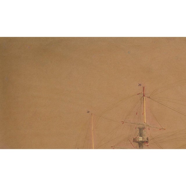 French Navy Ironclad Warship, Early 20th Century, Gouache & Watercolor on Paper For Sale - Image 7 of 18
