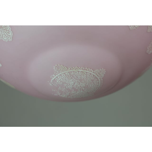 Italian Midcentury Pink Art Decò Vintage Glass Chandelier With Decorations, 1950 For Sale - Image 16 of 17