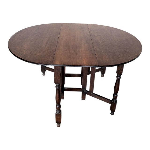 Vintage Oak Drop Leaf Dining Table, 1950s For Sale - Image 9 of 10