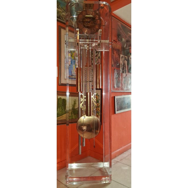 1960's Monumental Mid Century Modern Lucite Grandfather Clock For Sale - Image 10 of 17