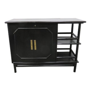 Vintage Mid Century Asian Style Ebonized 2-Door Server For Sale