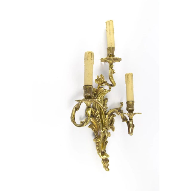 French Gilt Bronze 3-Light Sconce, 1920s For Sale - Image 11 of 18