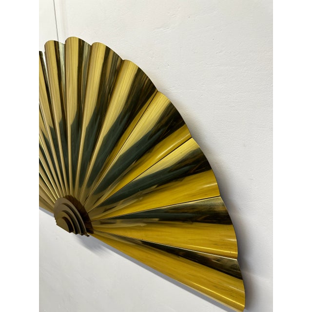 Brass Curtis Jere Artisan House Large Brass Fan Wall Sculpture, 1989 For Sale - Image 8 of 12