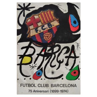 Joan Miro, Football Club Barcelona, 75th Anniversary (1899-1974), 1974, Lithograph, Framed For Sale