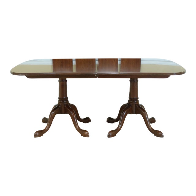 Stickley Pedestal Base Dining Room Table W. 4 Leafs Chairish