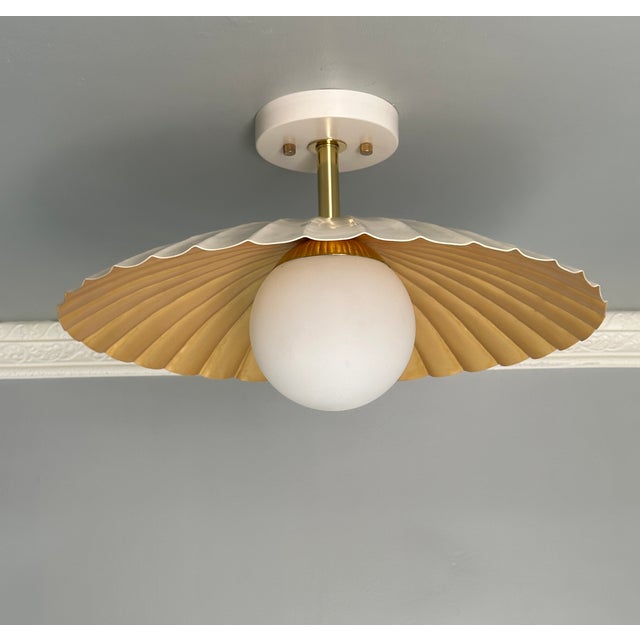 Cream Color Contemporary Flush Mount Ceiling Lamp For Sale - Image 9 of 11