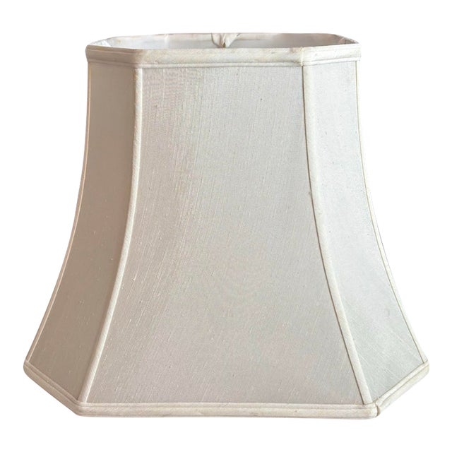 Vintage Mid-Century Modern Ivory Octagonal Bell Lamp Shade For Sale