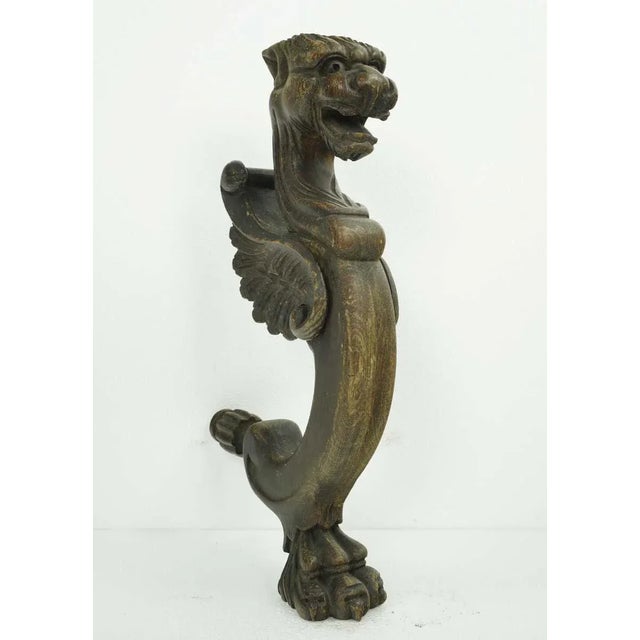 Traditional Pair of Mid 20th Century Pine Wood Griffins Furniture Carvings For Sale - Image 3 of 12