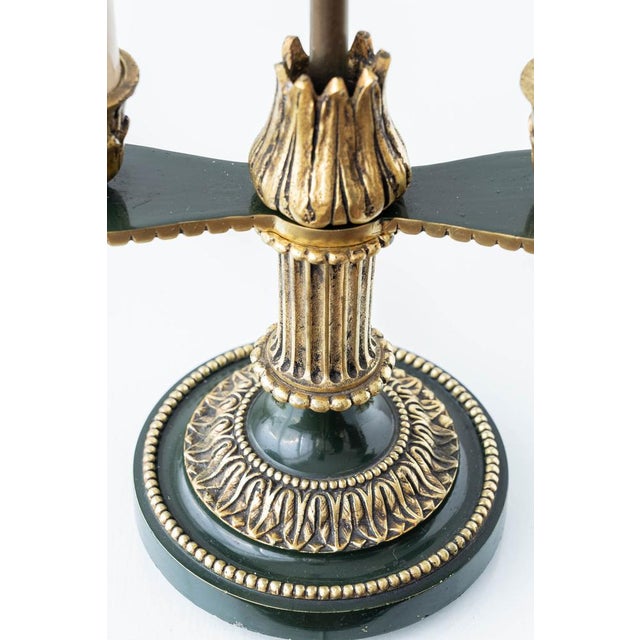 Traditional French Empire-Style Bouillotte Table Lamp with Dark Green Tin Shade, 1950s For Sale - Image 3 of 18