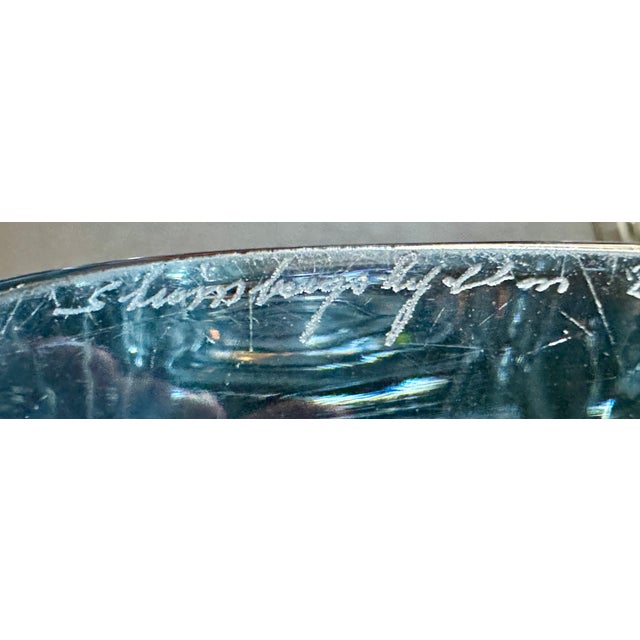 Vintage Strömbergshyttan B1046 Swedish Mid-Century Ice Blue Engraved Crystal Vase For Sale - Image 11 of 14