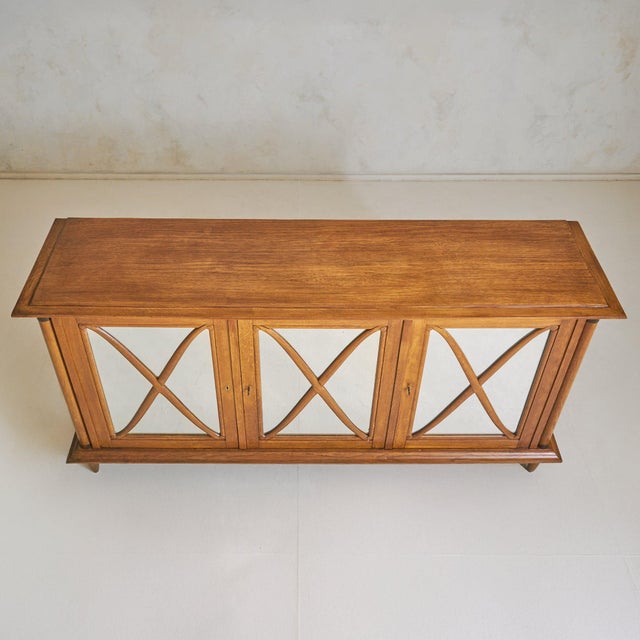 French Mirrored Oak Credenza, 1940s For Sale - Image 9 of 12
