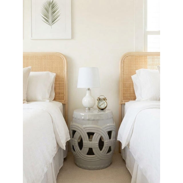 Light Gray Vintage Italian Glazed Ceramic Interlocking-Circle Garden Seat For Sale - Image 8 of 12