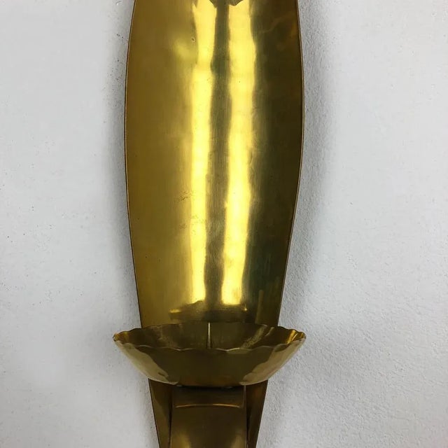 1950s Brutalist Brass Wall Candleholder from Emil Funk KG, Germany, 1950s For Sale - Image 5 of 16