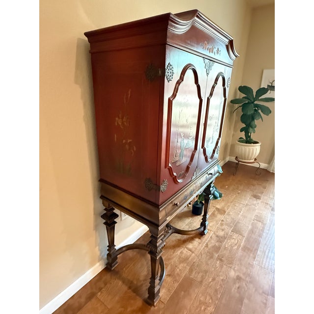 Chinoiserie Chinoiserie Cabinet on Stand Lacquer Amfurnoco 1930s For Sale - Image 3 of 5