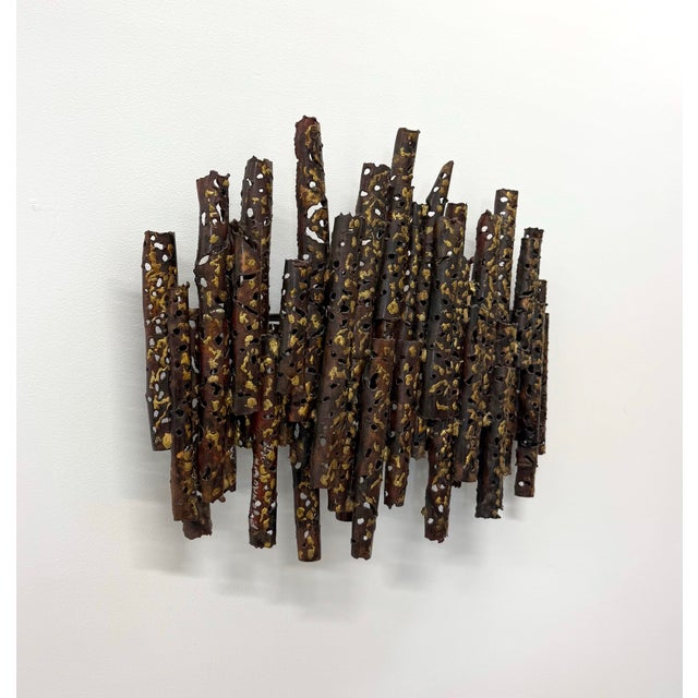 Vintage Brutalist Torch-Cut Metal Wall Sculpture For Sale - Image 4 of 7