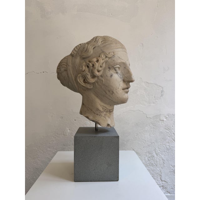 Italian Artist, Head of a Young Woman Sculpture, 1800s, Marble For Sale - Image 12 of 14