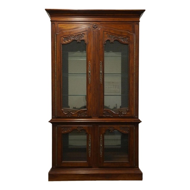 Drexel Heritage Brittany Collection Solid Cherry Country French 62" Listed Display Curio Cabinet 322-438-6 For Sale