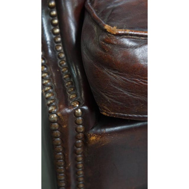 English Dark Sheepskin Wing Chair For Sale - Image 15 of 16