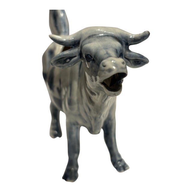 1950s Dutch Delft Blue Ceramic Cow Creamer Jug For Sale
