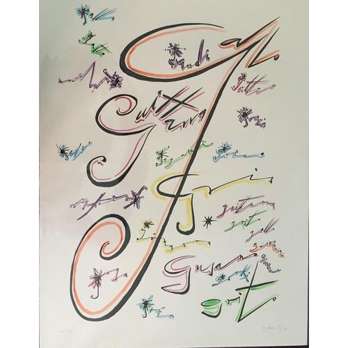 This beautiful lithograph Letter G was made by Rafael Alberti in 1972. Lithograph on paper, hand colored. It is a hand-...