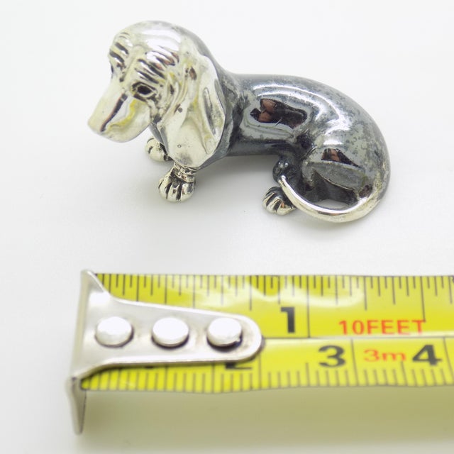Vintage Italian Handmade Genuine Silver Wiener Sausage Dog Figurine Miniature by Saturno For Sale - Image 10 of 10