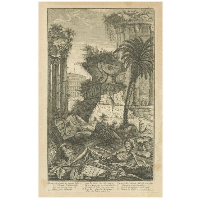 Charpentier, Julius Caesar's Ruins and Skeleton, 1757, Engraving For Sale