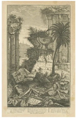 Charpentier, Julius Caesar's Ruins and Skeleton, 1757, Engraving