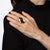 1970s 70s Vintage Onyx Diamond Large Cocktail Ring 18k Yellow Gold 7.25 Oval Jewelry For Sale - Image 5 of 6