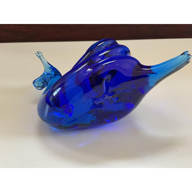 Vintage Artist Made Blue Glass Snail For Sale - Image 11 of 12