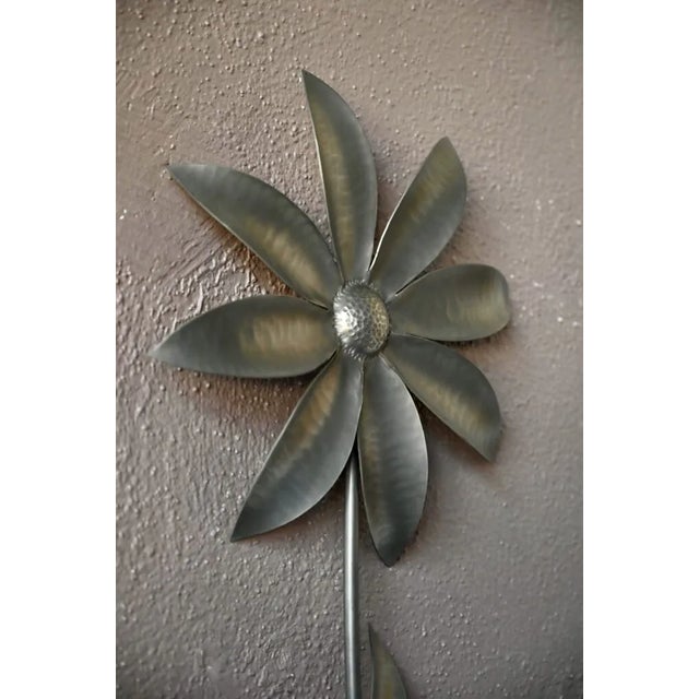 Boho Chic Large Silver Pewter Flower by Le Dauphin, 1960s For Sale - Image 3 of 7