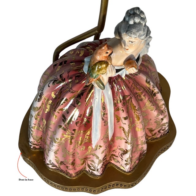 Bertolotti Capodimonte Signed Arturo Pannunzio Porcelain Rococo Lady With a Parrot Table Lamp For Sale - Image 18 of 18