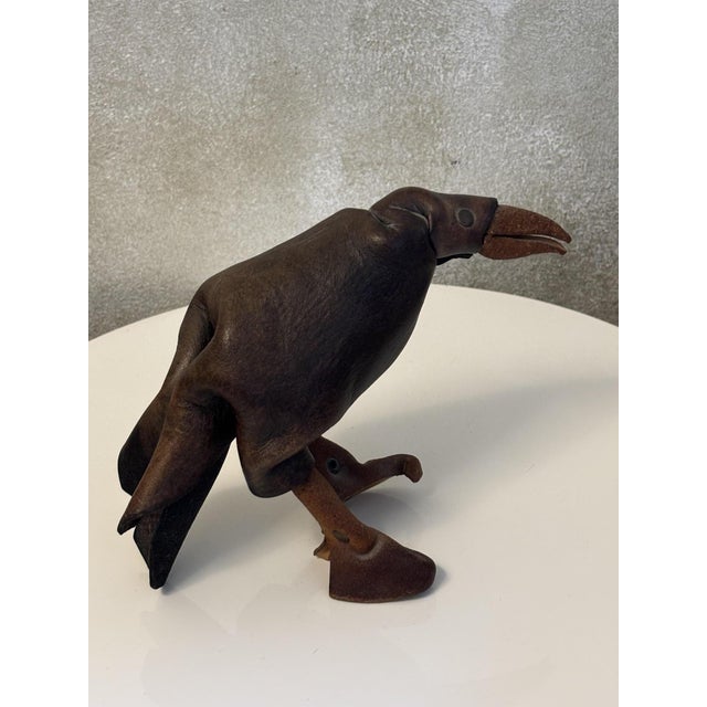 Animal Skin Mid-Century Modern Leather Raven from Deru, Germany, 1960s For Sale - Image 7 of 8
