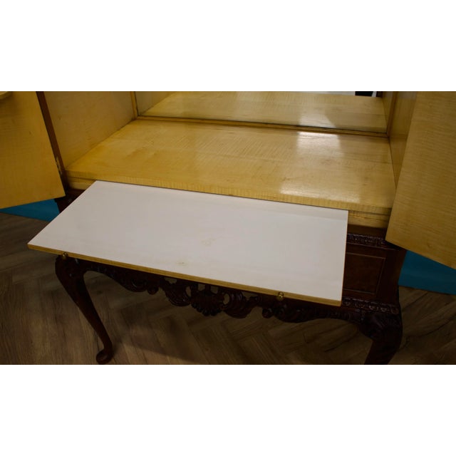 Vintage Queen Anne Style Burr Walnut Drinks Cabinet, 1950s For Sale - Image 10 of 11