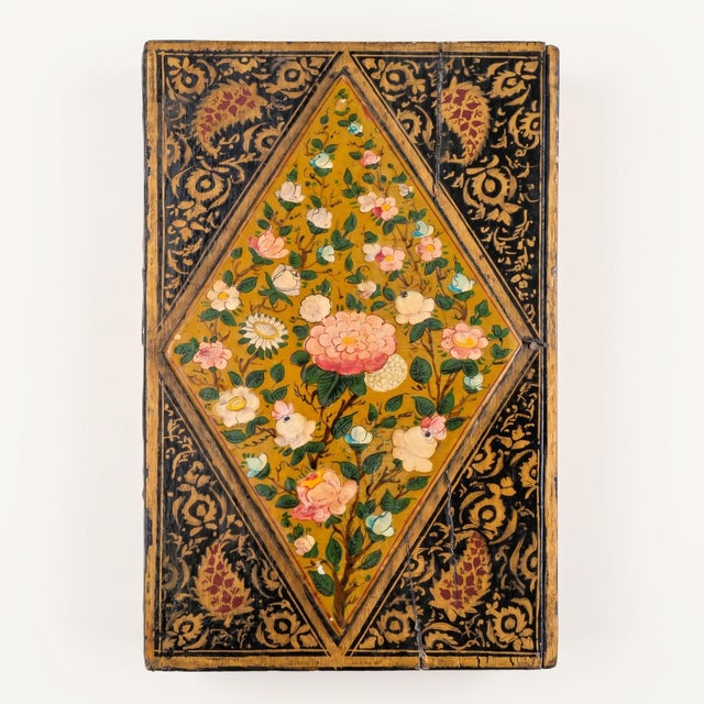 Qajar-Era Court Mirror in Lacquered Wood, 19th Century For Sale - Image 3 of 7