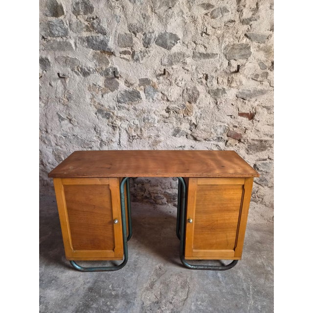 French Modern Beech and Tubular Steel Writing Desk, 1930s For Sale - Image 16 of 18