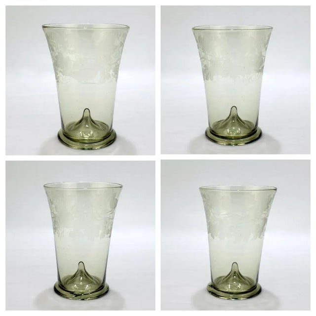 A fine antique Bohemian glass tumbler cup or mug. The tumbler is a central European Historicism Period reproduction of a...