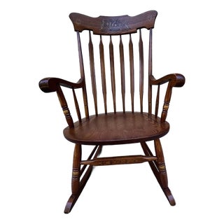 1980s Hitchcock Oak Rocking Chair For Sale