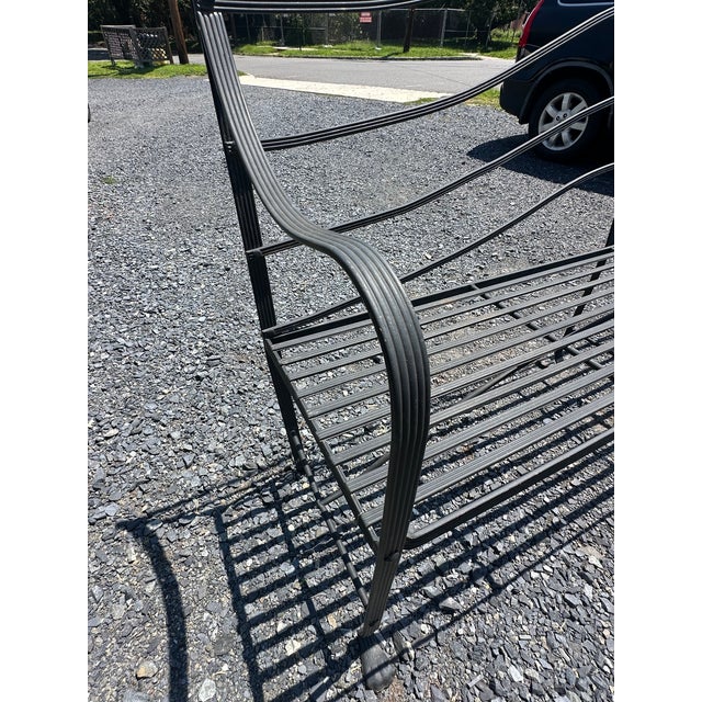 Large Custom Hand Wrought Iron Lutyens Garden Bench For Sale - Image 4 of 10