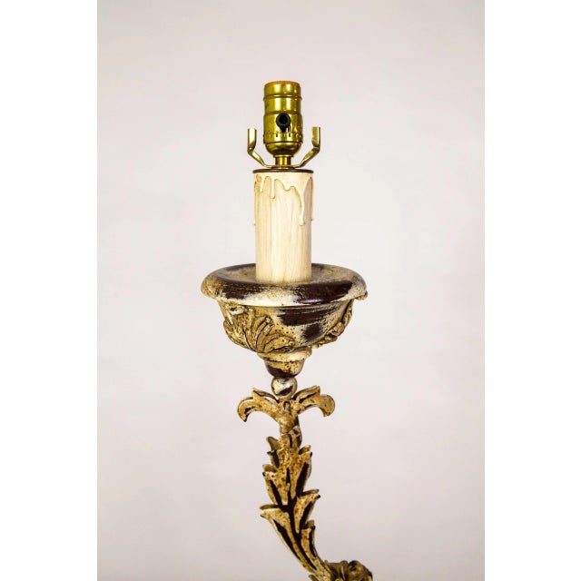 1970s Tall Curved Metal Foliate Lamps - Pair For Sale - Image 10 of 12