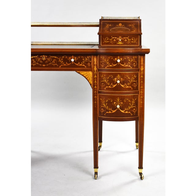 19th Century Victorian English Marquetry Inlaid Carlton House Desk For Sale - Image 9 of 18