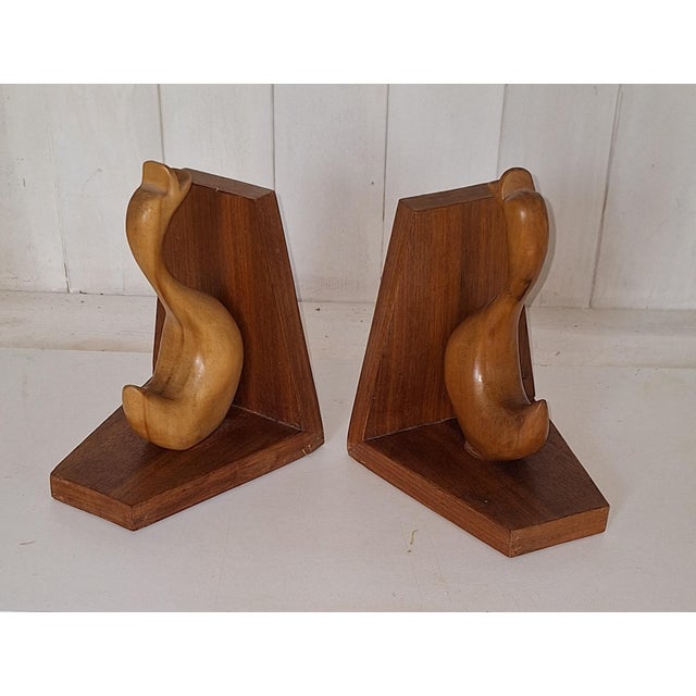 Vintage Bookends with Teak Wood Corners and Maple Duck Figures, 1970s, Set of 2 For Sale - Image 3 of 4