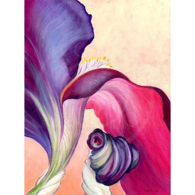 Contemporary Set of 2 Original Floral Oil Paintings, Cropped Iris Diptych by Kathleen Ney For Sale - Image 3 of 10