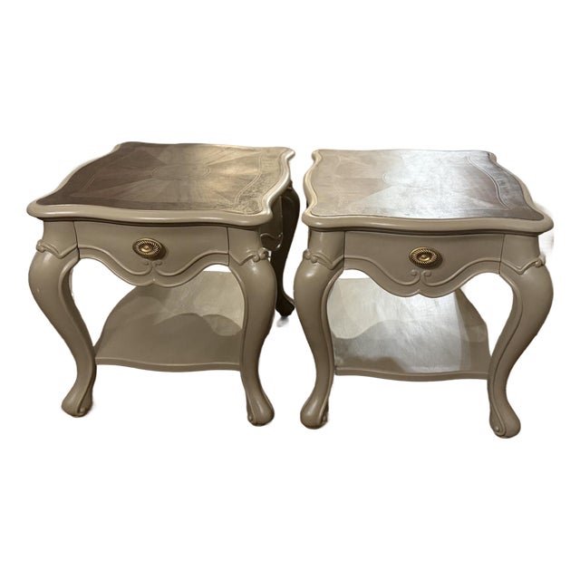 Oversized French Provincial Nightstands in Fusion Algonquin – Refinished Pair For Sale