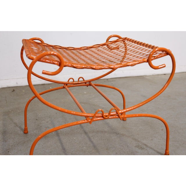 1960s Vintage Mid-Century Modern Atomic Orange Metal Stool For Sale - Image 5 of 13