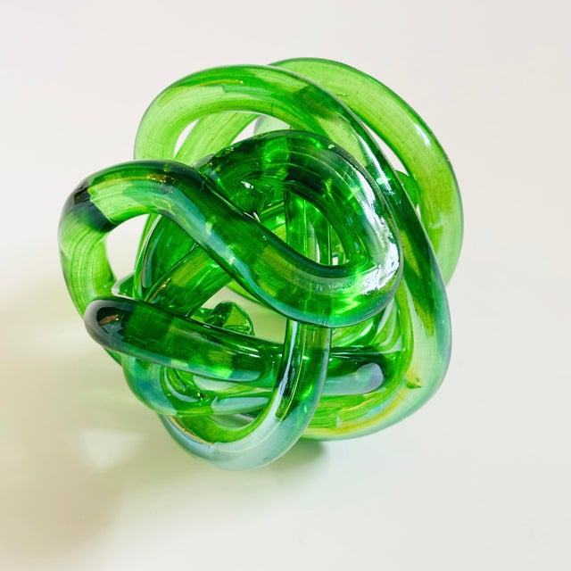 Glass Vintage Green Art Glass Knot For Sale - Image 7 of 8