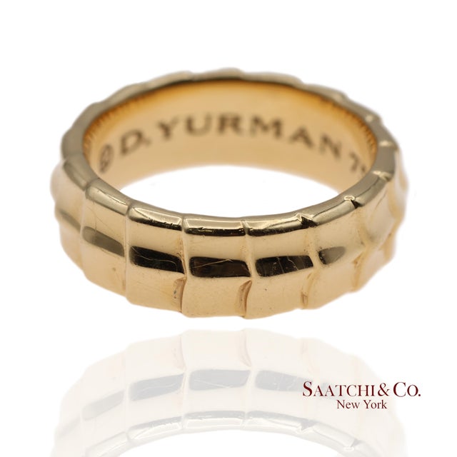 18k (750) Solid Yellow Gold David Yurman Armory Band Ring, Size 10 For Sale - Image 4 of 10