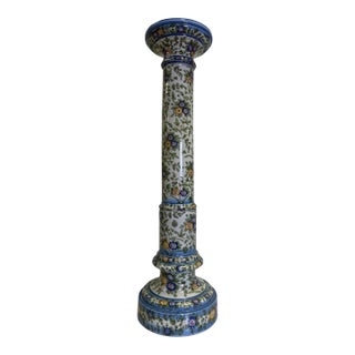 Vintage Italian Polychrome Faience Ceramic Pedestal Column For Sale