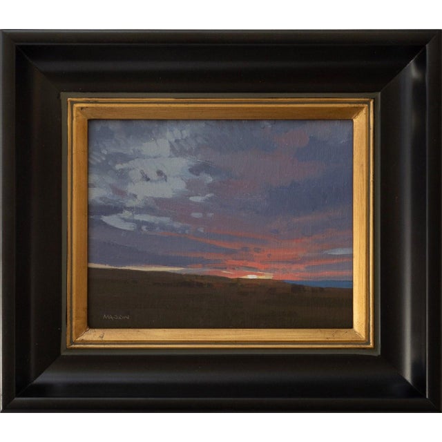 First Light by Michael Magrin | Oil on Mounted Linen Sunrise Landscape With Clouds For Sale