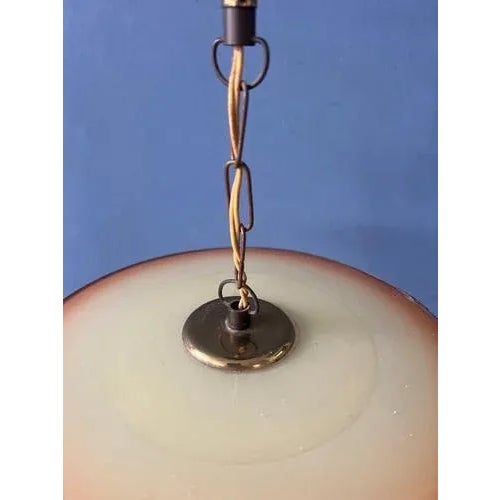 Vintage Glass and Brass Lantern Pendant Lamp, 1950s For Sale - Image 9 of 11