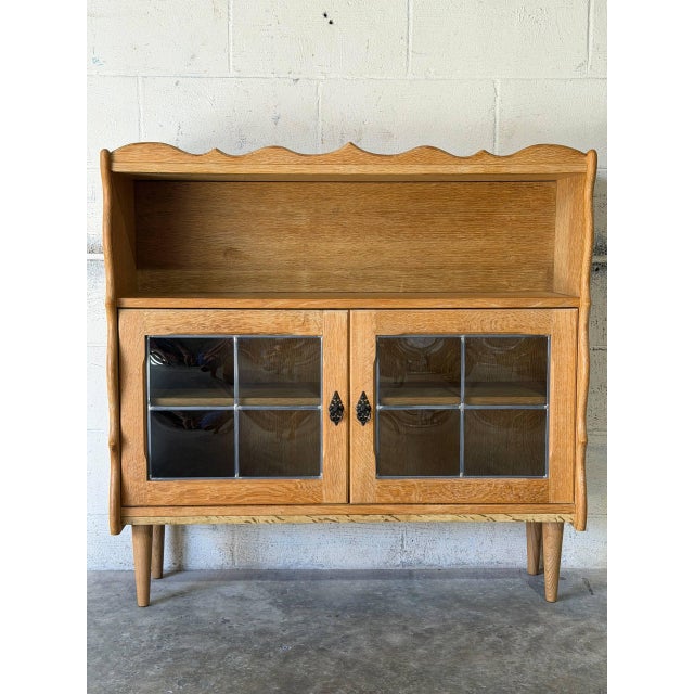 Jk Møbler ApS Scalloped Two-Door Oak and Glass Bookcase Danish Mid-Century Modern 1970s For Sale - Image 10 of 12